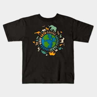 Retro Groovy Save Bees Rescue Animals Recycle Fun Earth Day Kids T-Shirt